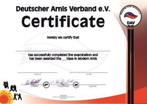 Deutscher Arnis Verband Schülerurkunde Ausland