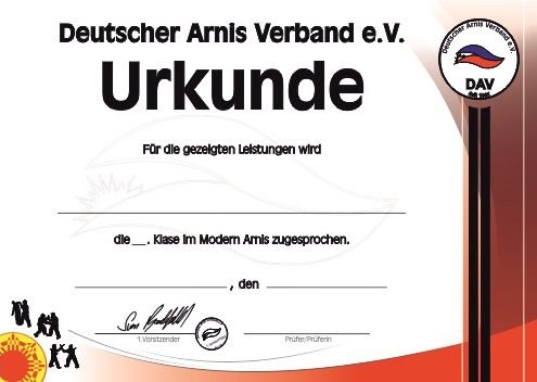 Deutscher Arnis Verband Schülerurkunde
