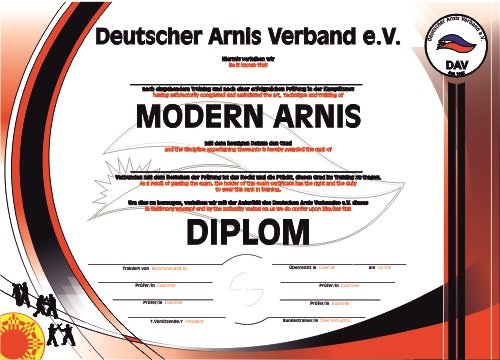 Deutscher Arnis Verband DAN Urkunde DAV